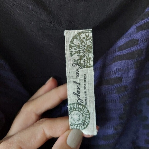 Free People blue black bodycon jacquard mini dress Sz small - Picture 3 of 7